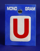 28mm Monogram Red Self Adhesive Vinyl Letter U