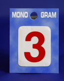 28mm Monogram Number 3 Red Self Adhesive Vinyl