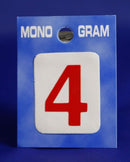 28mm Monogram Number 4 Red Self Adhesive Vinyl