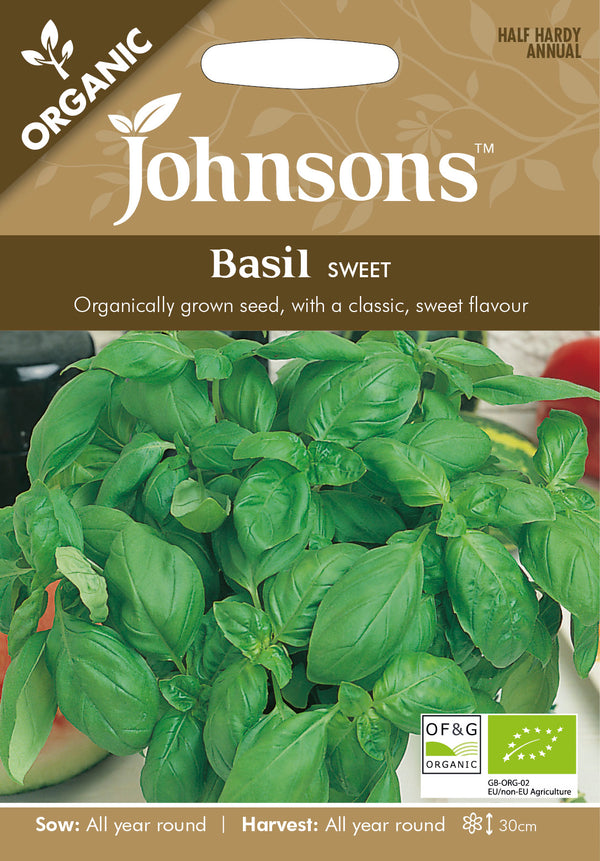 Johnsons Seeds Organic Basil Sweet