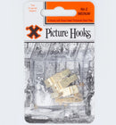 X No.2 Brass Plated Picture Hooks Medium Pack of 4
