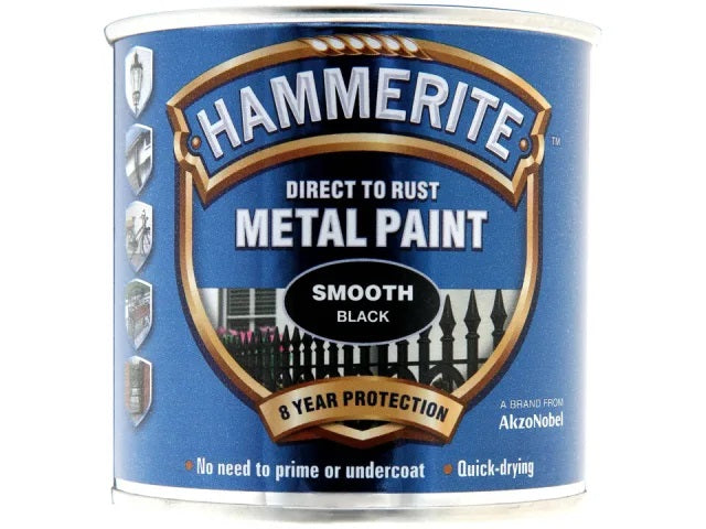 Hammerite Metal Smooth Black Paint 250ml 5084863