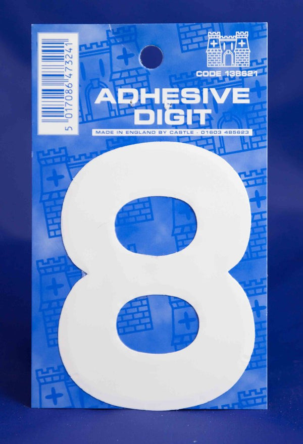 3 Inch Digit Number 8 White Self Adhesive Vinyl