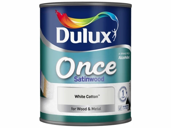 Dulux Once Satinwood White Cotton 750ml 5122040