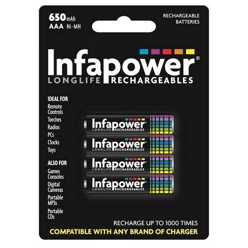Infapower AAA 650mAh Battery Pack of 4