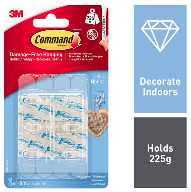 3M Command Hooks Mini Hooks 17006CLR
