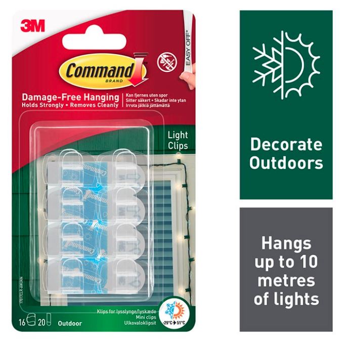 3M Command Outdoor Light Clips 17017CLR-AWES Pack of 16