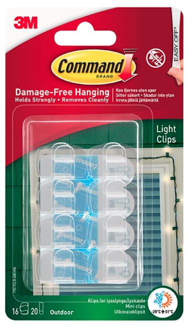 3M Command Outdoor Light Clips 17017CLR-AWES Pack of 16