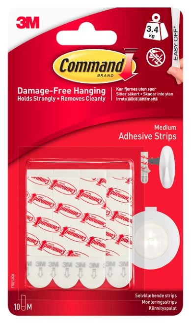 3M Command Medium Adhesive Mounting/Replacement Strips 17021UKN Pack of 10
