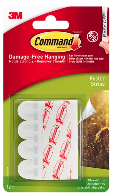 3M Command Poster Strips Small 17024 Pack of 12