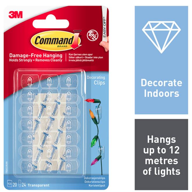 3M Command Decorating Clips Strips Clear 17026CLR