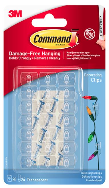 3M Command Decorating Clips Strips Clear 17026CLR