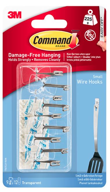 3M Command Small Clear Wire Hooks with Clear Strips 17067CLR-9