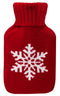 Small Hot Water Bottle with Red Knitted White Snowflake