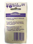 Andersons Wood Screws 1 x 8 Round Head Black Japanned