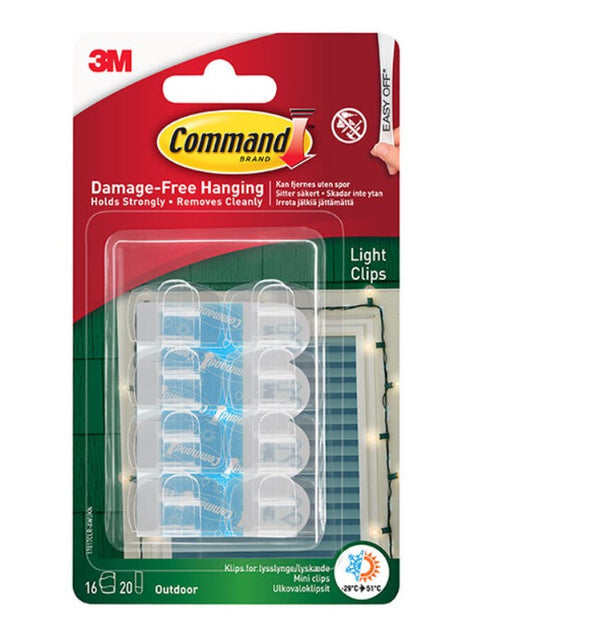 3M Command Outdoor Light Clips 17017CLR-AWES Pack of 16