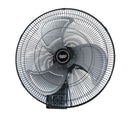 Black wall-mounted fan with visible brand logo on a white background
