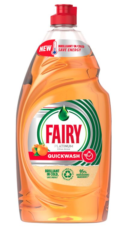 Fairy Platinum Quick Wash Washing Up Liquid 820ml Citrus Grove