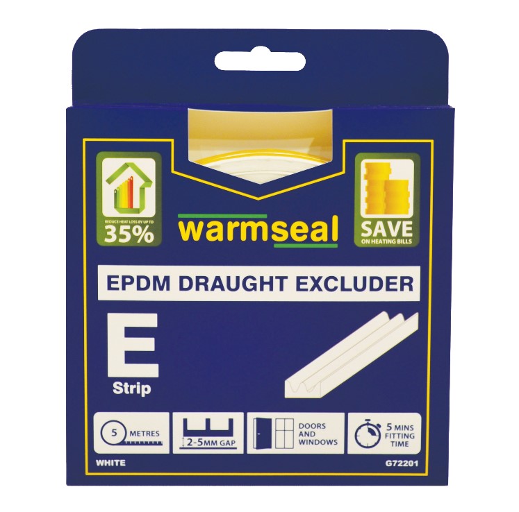 Warmseal 'E' Profile Long-life Foam Draught Excluder White 5m