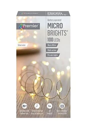Premier Battery Operated 100 LED Microbrights Warm White