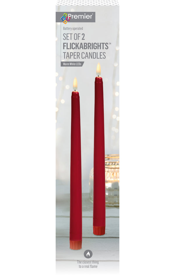 Premier Red Taper Candles With FlickaBright Flame