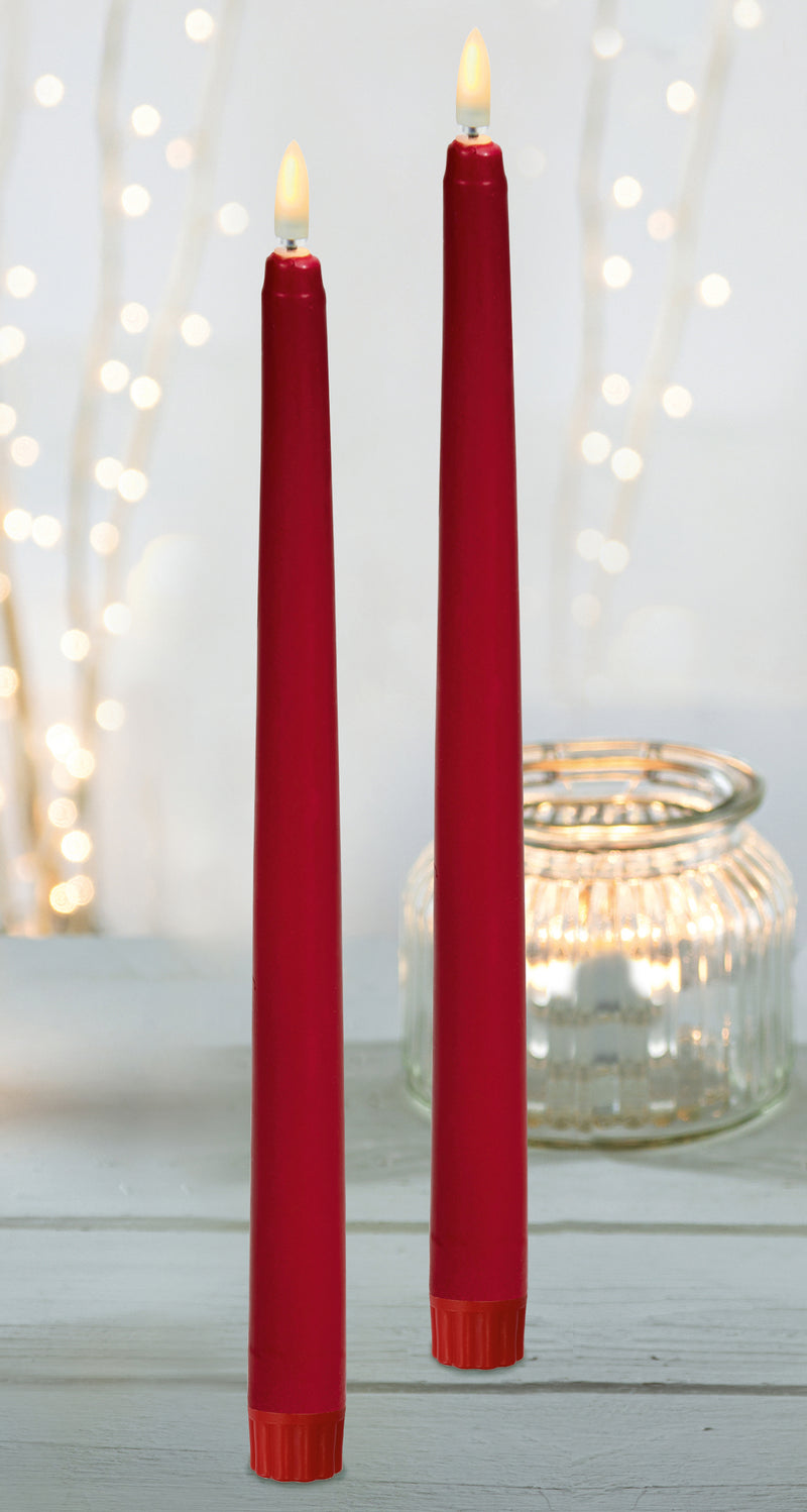 Premier Red Taper Candles With FlickaBright Flame