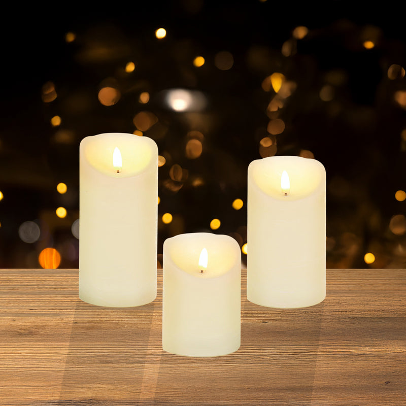 Premier Pack of 3 Remote Controlled LED Battery Flickabright Flameless Candles