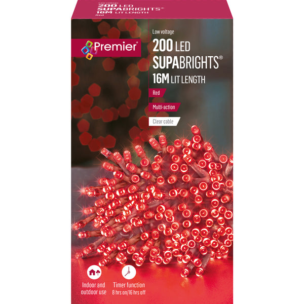 Premier LV071255RC 200 Multi-Action Supabrights LED Red Lights With Timer