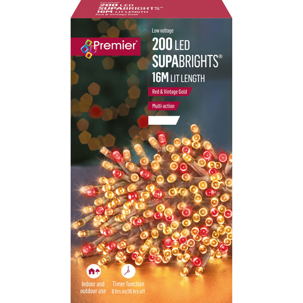 Premier LV071255RVG 200 Multi-Action Supabrights LED Red & Vintage Gold Lights
