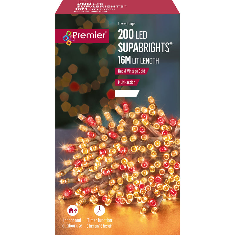 Premier LV071255RVG 200 Multi-Action Supabrights LED Red & Vintage Gold Lights