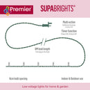 Supabrights string lights with plug and bulbs on a white background