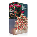 Premier 200 LED Supabrights 16M lift length red and white holiday string lights in retail packaging, featuring a dark box with festive bokeh lights and a photo of the illuminated string lights.