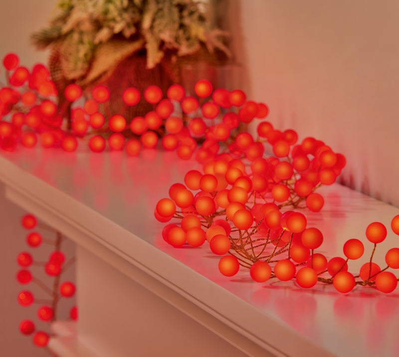 Premier 280 LED Microbrights Berry Garland Lights