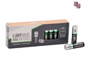 A box of Lighthouse AAA batteries with two individual batteries displayed in front on a plain white background. A 'Get Kitted Out' logo is visible in the top right corner.