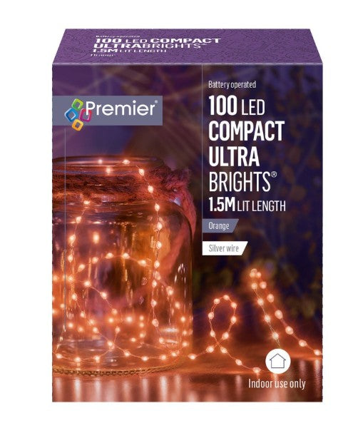 Premier 100 LED Compact Ultra Brights 1.5M Orange Lights