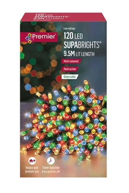 Premier 120 Multi Coloured Multi Action LED Supabrights with Timer LV178501M