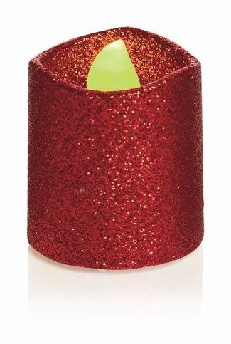 Premier Battery Glitter LED Tea Lights Pack of 4 Red