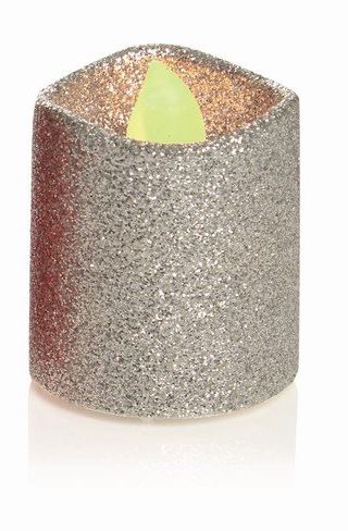 Premier Battery Glitter LED Tea Lights Pack of 4 Silver