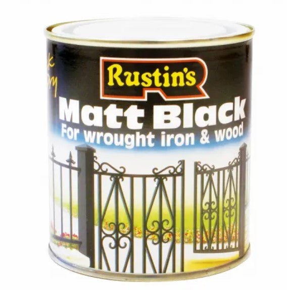 Rustins Quick Dry Matt Black For Wrought Iron & Wood Paint 250ml