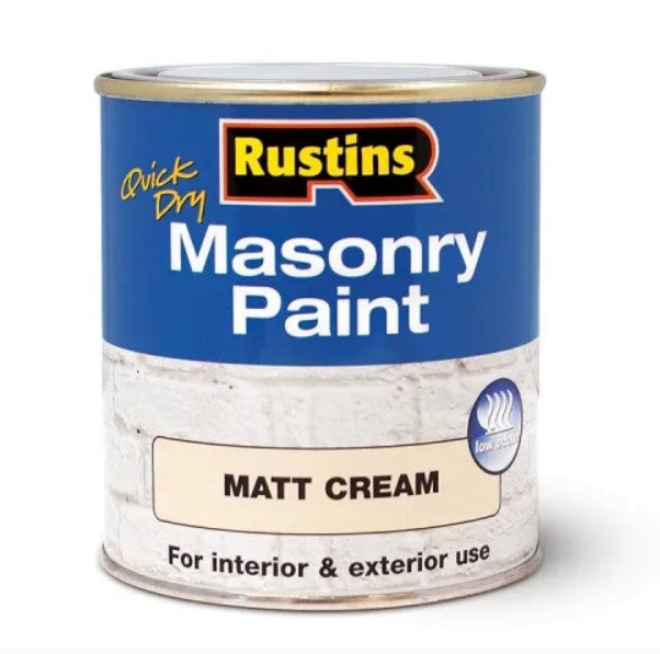 Rustins Quick Dry Masonry Paint 500ml Matt Cream