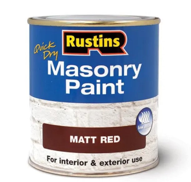 Rustins Quick Dry Masonry Paint 500ml Matt Red