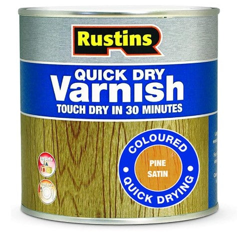 Rustins Quick Dry Coloured Varnish Satin Pine 500ml