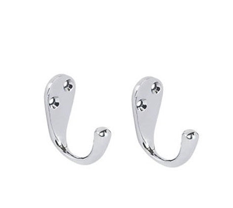 Securit Coat Hooks Pack of 2 Chrome Plated 50mm