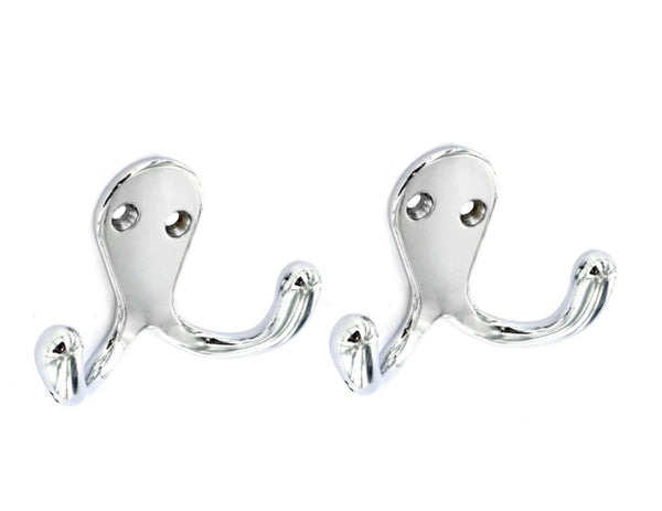 Securit Double Robe Hooks Pack of 2 Chrome Plated 70mm