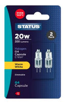 Status Halogen G4 Capsule Clear Warm White 20W Light Bulb Pack of 2