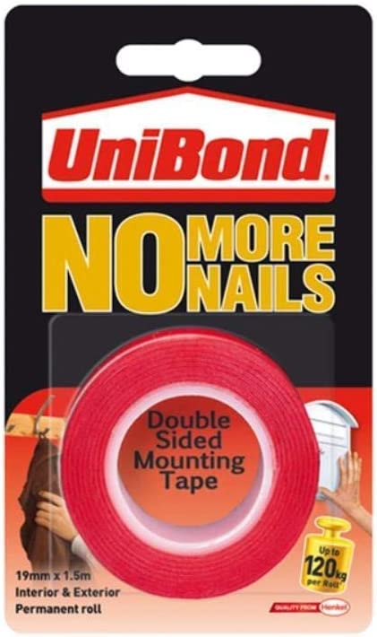 Unibond No More Nails Double Sided Tape Permanent 19mm x 1.5m