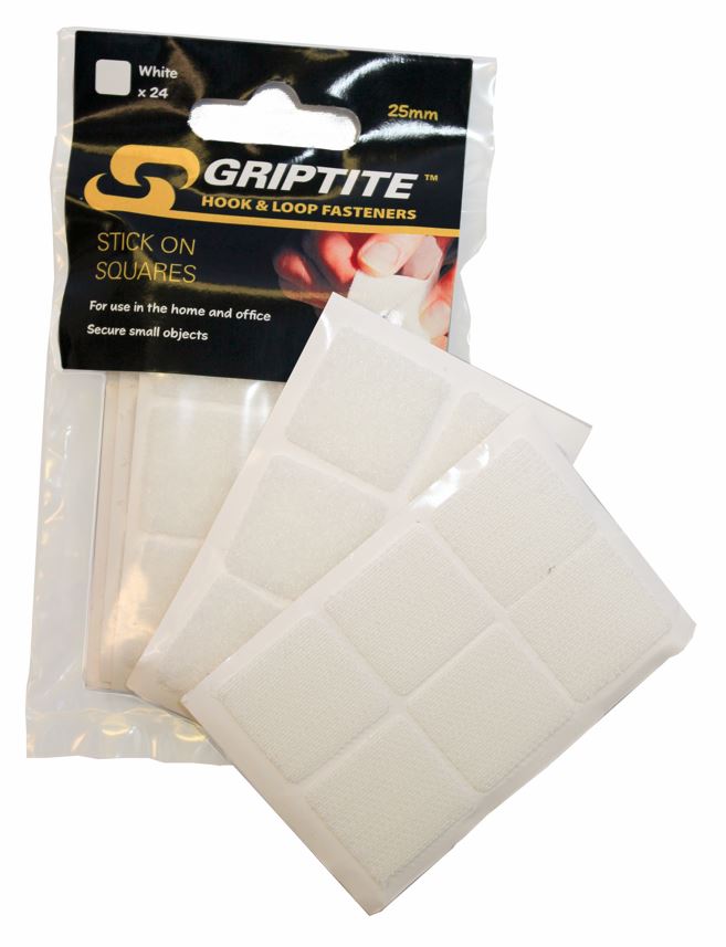 Griptite Hook and Amp Loop Fasteners White Pack of 24 | Thorns DIY