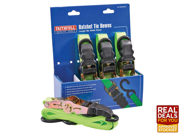 Faithfull 4 Piece Ratchet Tie Down Set