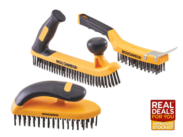 Roughneck 3 Piece Heavy Duty Wire Brush Set