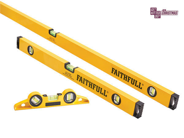 Faithfull 3 Piece Level Set - 240mm, 600mm 1200mm